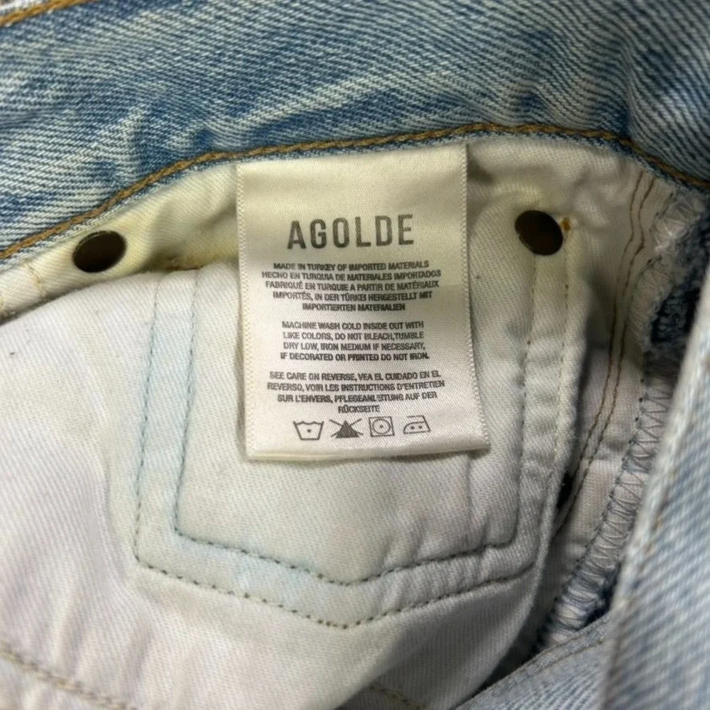 Agolde Womens 25 Riley High Rise Straight Leg Fit Jeans Light Blue Denim Casual - Picture 6 of 13